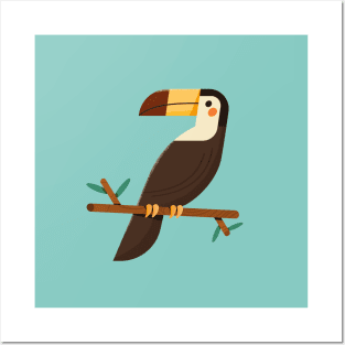 Geometric Toucan Forest Bird Posters and Art